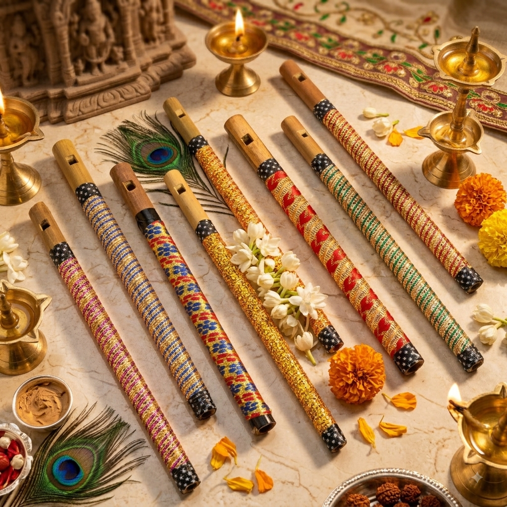 Handcrafted Decorative Bansuri for Laddu Gopal (Assorted)