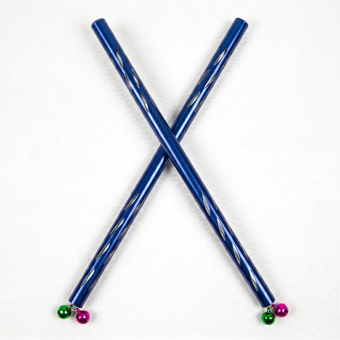Premium Metallic Blue Aluminium Dandiya Sticks with Musical Bells
