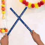 Premium Metallic Blue Aluminium Dandiya Sticks with Musical Bells