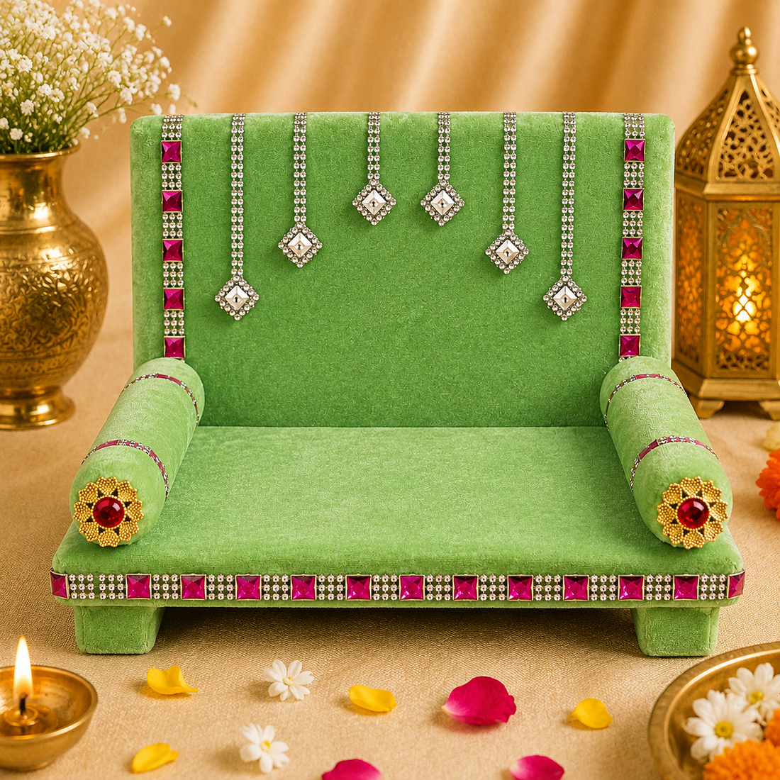 Serenading Laddu Gopal: Velvet Singhasan Large