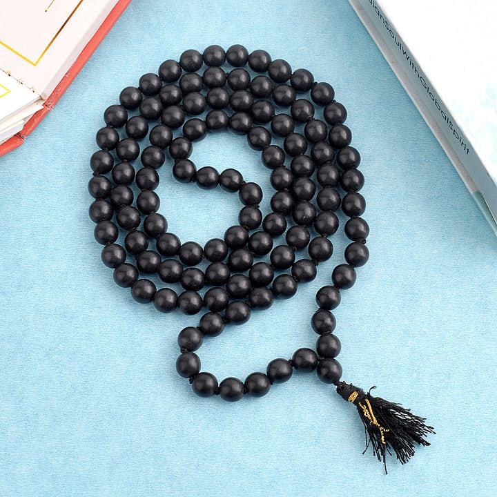 Hakik Jap Mala (Black Tourmaline) – A Protective & Grounding Mala for Energy Shielding, Stability, and Spiritual Growth. India’s Premium Hakik Jap Mala Store - www.satvikstore.in
