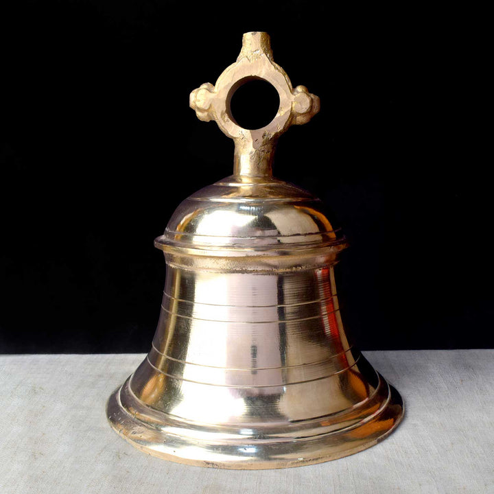 10.6 Inch Handcrafted Brass Ghanta – Traditional Temple Bell for Home Mandir, Perfect for Daily Pooja and Spiritual Rituals. India's Largest Puja Accessories Brand - Satvik No. 1 Brass Idol Collection 

