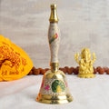 Handcrafted Meenakari Brass Puja Bell in White color – 7 Inch traditional pooja bell for temple rituals and spiritual ceremonies. India’s Largest Pooja Accessories Brand - www.satvikstore.in