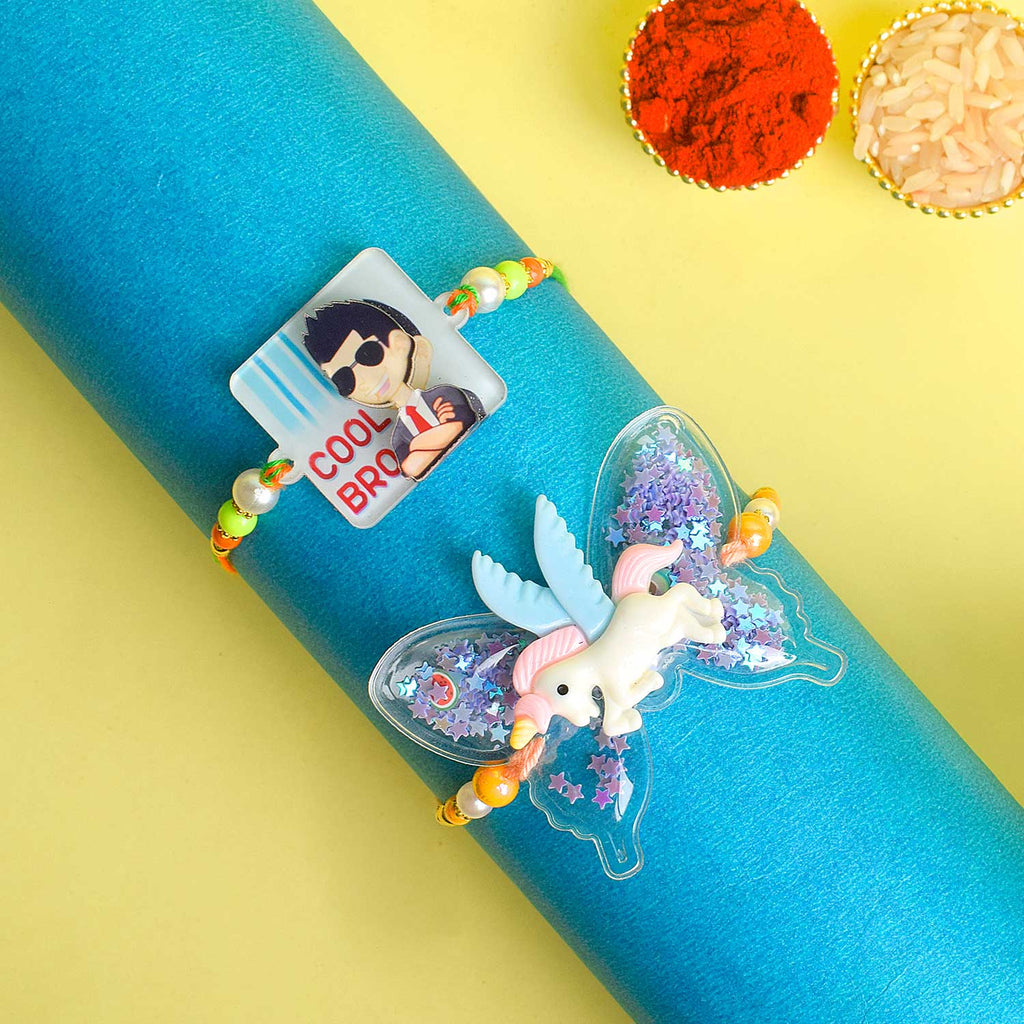 Set of 2 Cartoon-Themed Kids Rakhi with Roli Chawal and Ram Sita Stickers – Raksha Bandhan Gift Combo for Children. India’s Largest Pooja Accessories Brand - www.satvikstore.in