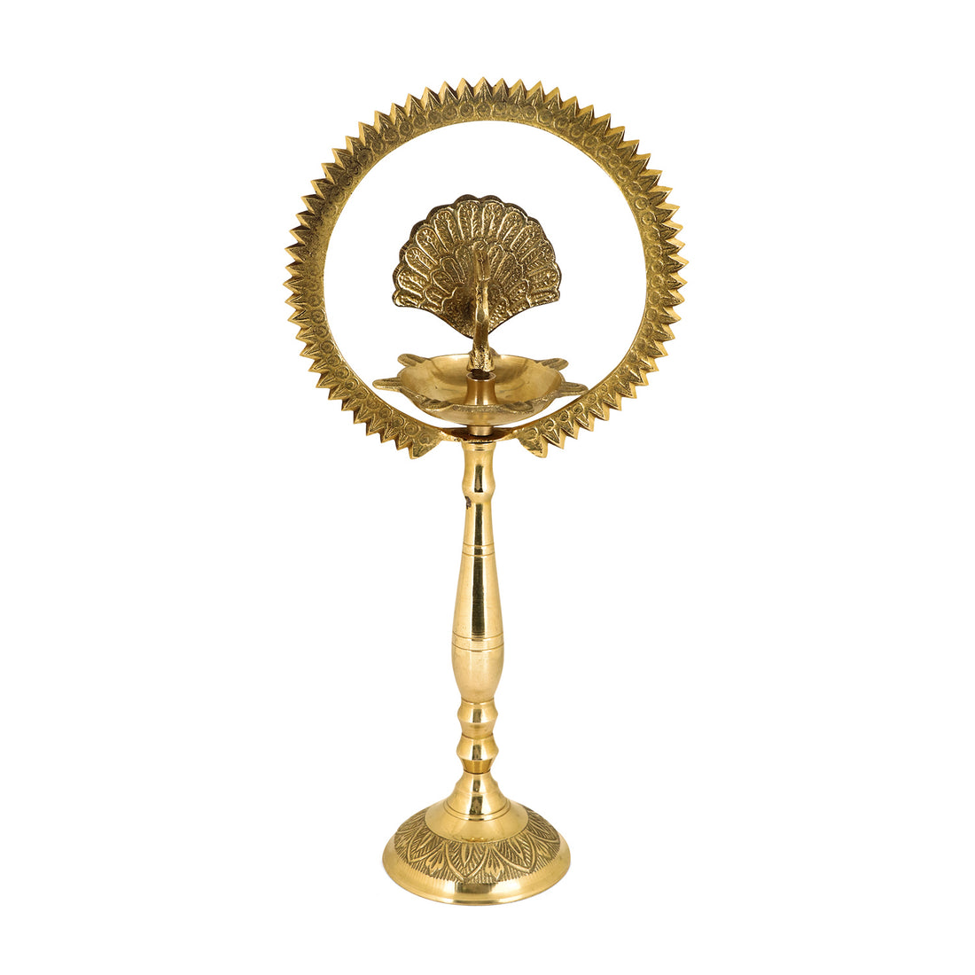 17 Inch Mor Kiran Style Brass Kerala Diya