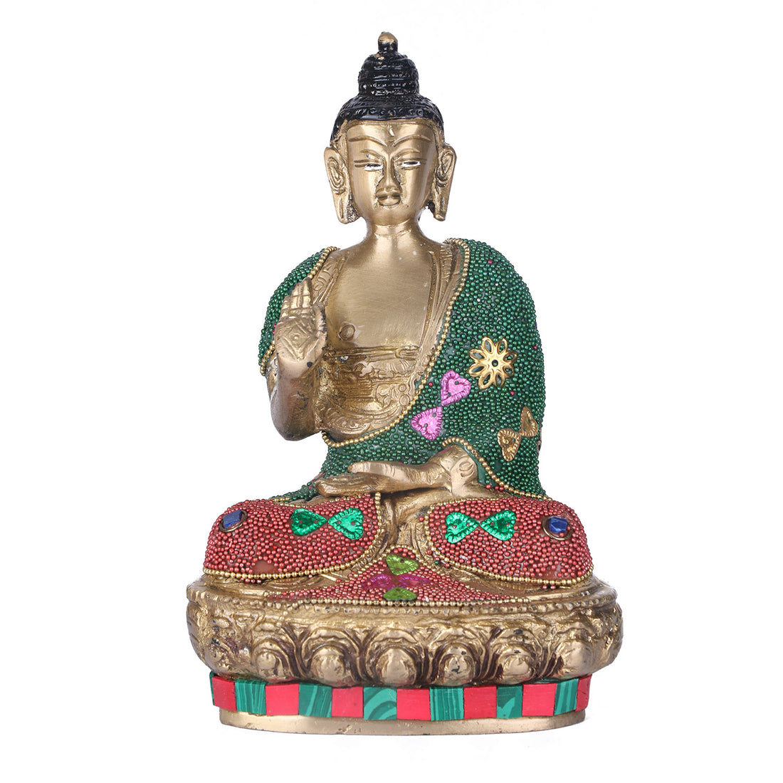3.5 Inch Decorated brass Buddha Idol