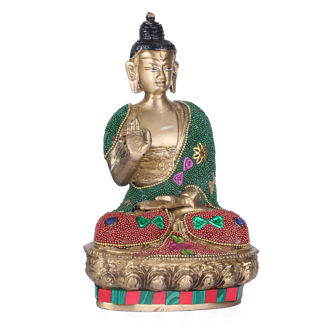 3.5 Inch Decorated brass Buddha Idol
