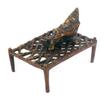 3.3 Antique Brass Ganesha Relaxing On Charpoy