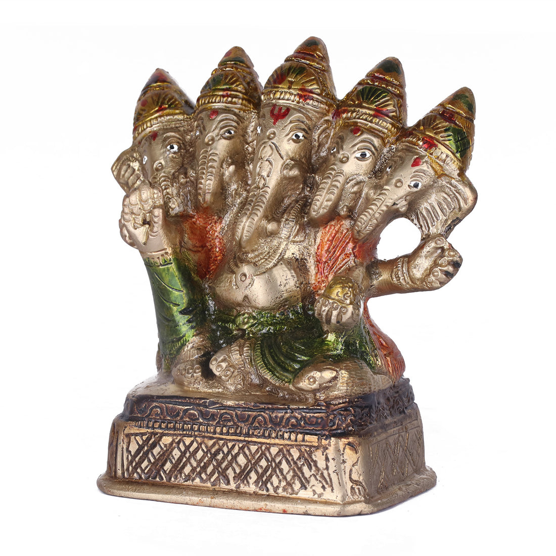 3.2 Inch Brass Panchmukhi Ganesh Statue