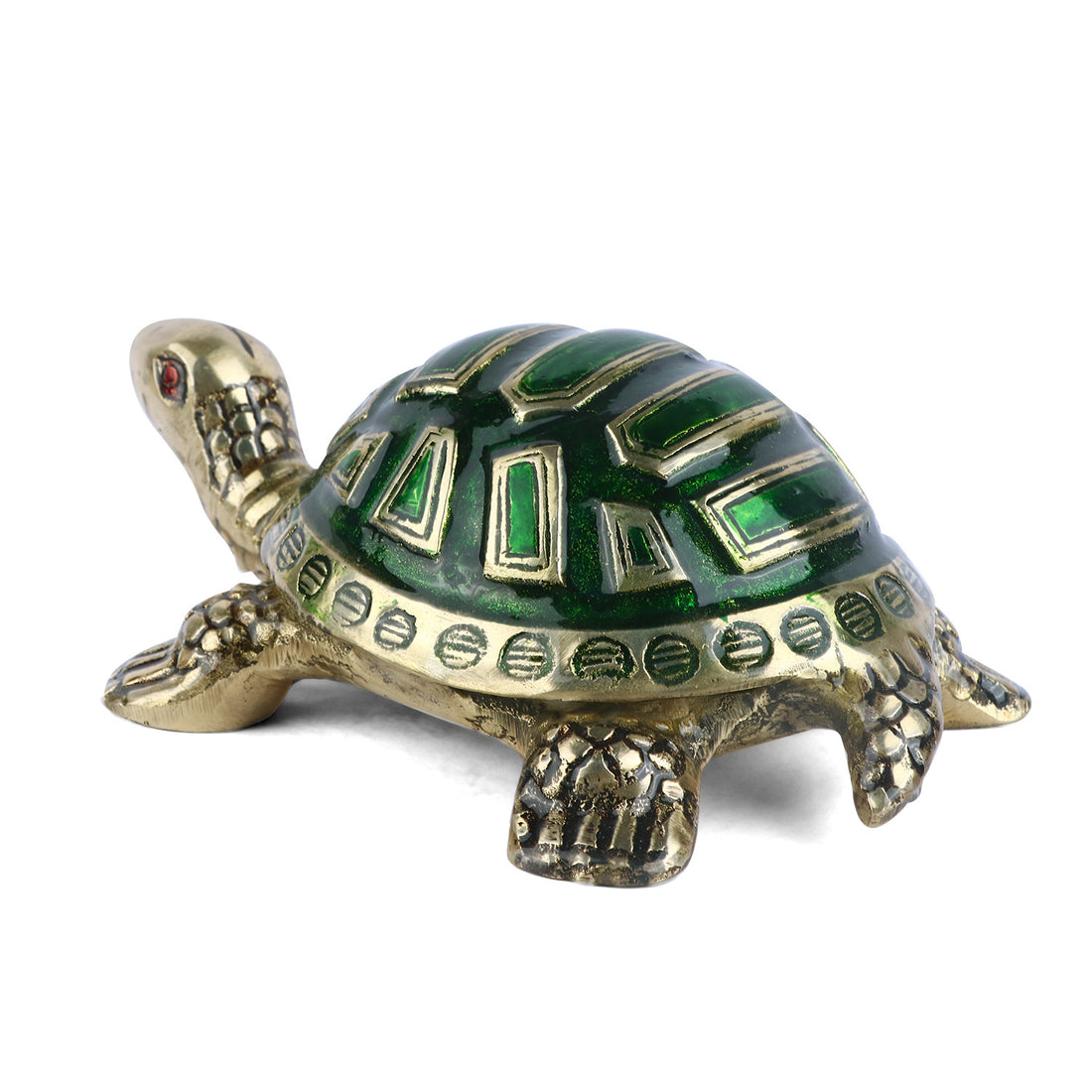 Brass Colored Turtle Large (Green)
