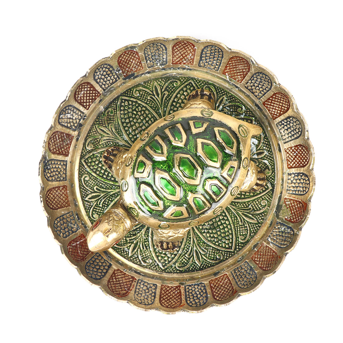 Brass Colored Turtle with Nakashi Plate/Tray (Large)