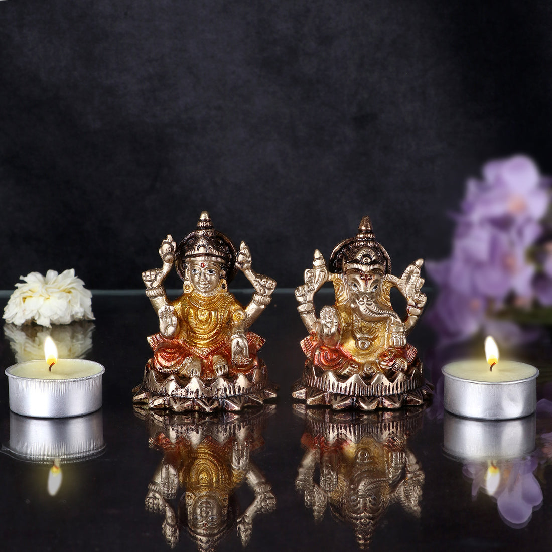 3 Inch Delightful Brass Laxmi Ganesh Idol