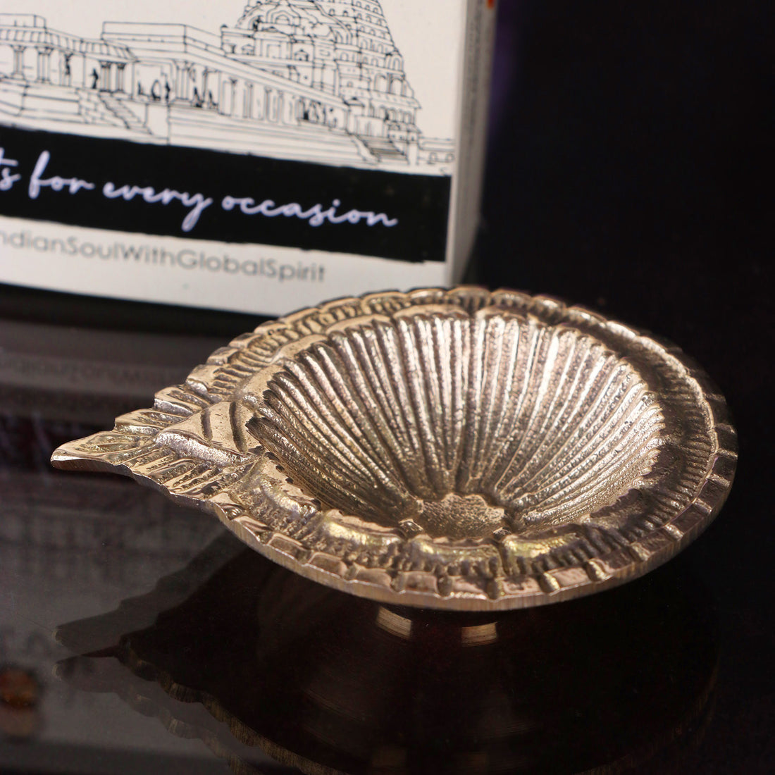 Brass Laxmi Diya Engraved Floral Design