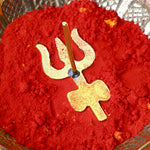Brass Trishul with Damru Tilak Stamp Deity Ornament