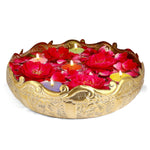 Elegant Floral Design Embossed Brass Urli For Decor