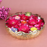 Elegant Floral Design Embossed Brass Urli For Decor