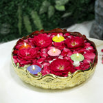 Elegant Floral Design Embossed Brass Urli For Decor