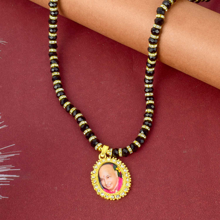 Jai Guruji Swaroop Mala made with black beads, ideal for daily wear, gifting, and spiritual devotion. India’s Largest Pooja Accessories Brand – www.satvikstore.in