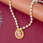 Jai Guruji Swaroop Mala with white and golden beads, perfect for pooja, gifting, and spiritual elegance. India’s Largest Pooja Accessories Brand – www.satvikstore.in