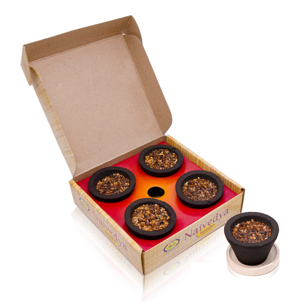 Naivedya Jumbo Sambrani Cups - Pack of 4 (4 Big Cups+ 1 Burner Plate/Pack)
