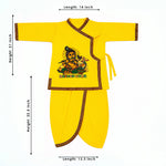 Size 3 Makhan Chor Yellow Krishna Dress with Pink Border