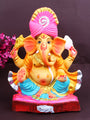Gracefully crafted 10-inch Kripalu eco-friendly Ganesha idol made from natural shadu clay, showcasing Lord Ganpati in a divine seated posture with expressive detailing. India’s Largest Pooja Accessories Brand – www.satvikstore.in