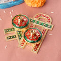 Kumkum holder featuring an artistic "Shri" symbol design, crafted with traditional elegance for use in pooja rituals and spiritual ceremonies. India’s Largest Pooja Accessories Brand – www.satvikstore.in 