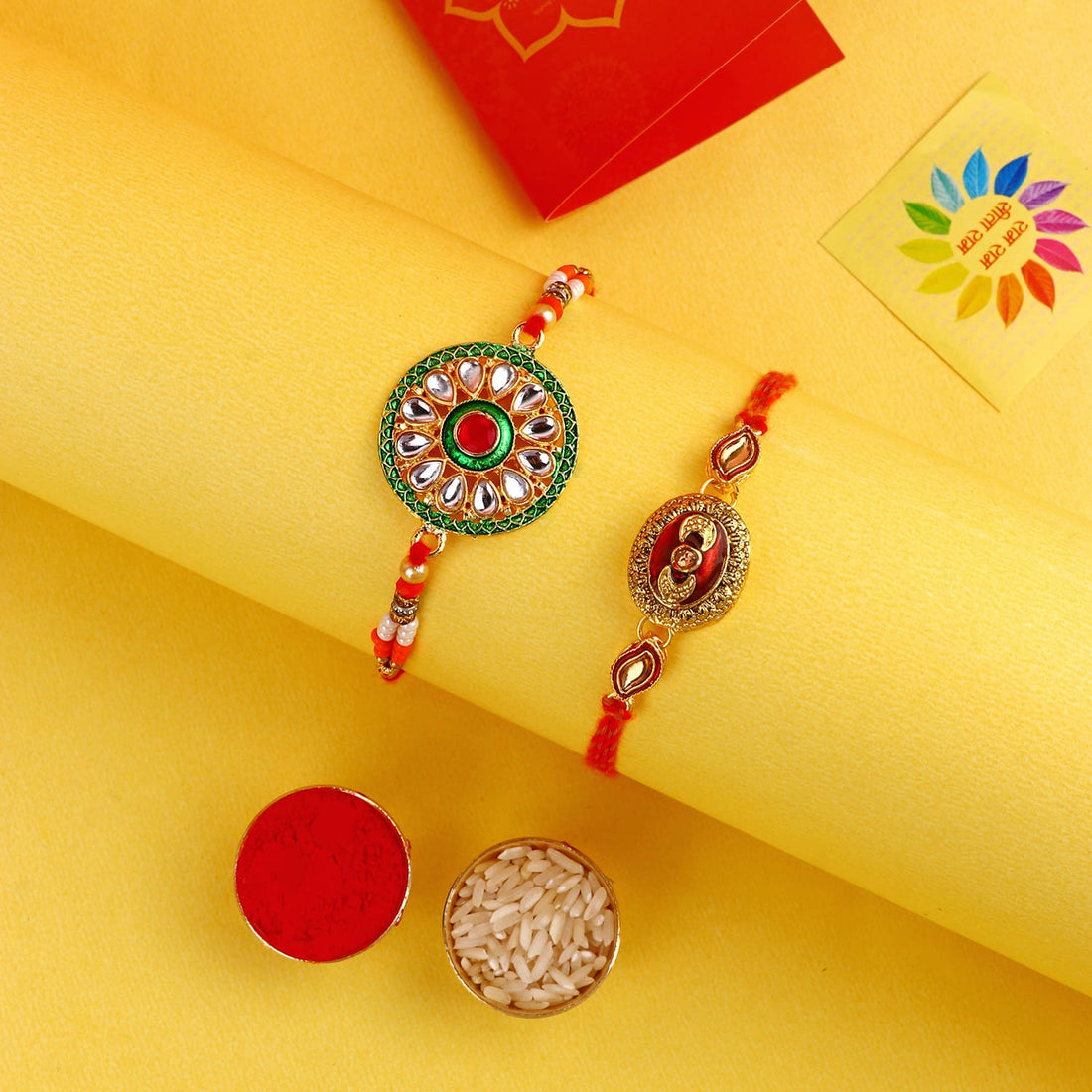 Kundan Rakhi for a Cultural Tie India’s Largest Pooja Accessories Brand – www.satvikstore.in
