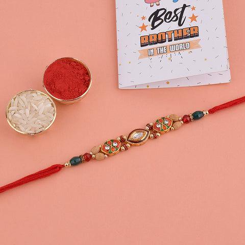 Kundan Rakhi with Colourful Beads | India’s Largest Pooja Accessories Brand – www.satvikstore.in
