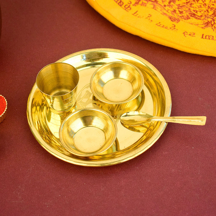 Large 5–6 inch Matki embossed Ladoo Gopal Bhog Thali Set designed for Krishna pooja and bhog offerings India’s Largest Pooja Accessories Brand – www.satvikstore.in