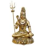 Handcrafted large brass statue of Lord Shiva seated on a tiger skin, holding a Trishul and a snake, glossy finish, weight 36150 grams, height 80 cm (approximately 31.5 inches), length 53 cm (approximately 20.87 inches). Best for VIP Gift, best for a big premium gift, and best for your temple. India's Largest Puja Accessories Brand - Satvik No. 1 Brass Idol Collection 