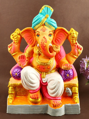 13 Inch Manomay Eco Friendly Ganesha Idol in Raja Pose