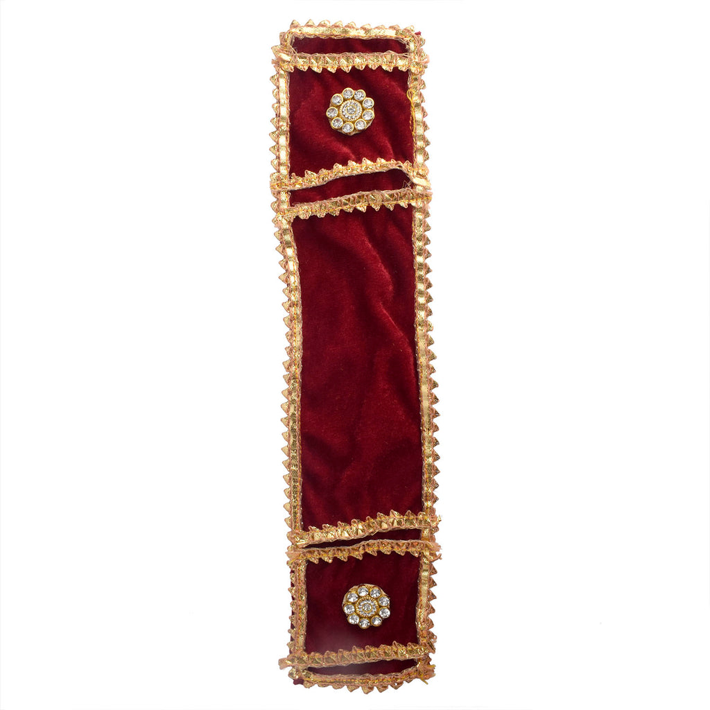 Mesmerizing maroon Patka/Duppata/Angvastra for 15, 22, and 32-inch Ganpati idols, designed to add elegance and a royal touch to your festive decorations. India’s Largest Pooja Accessories Brand – www.satvikstore.in