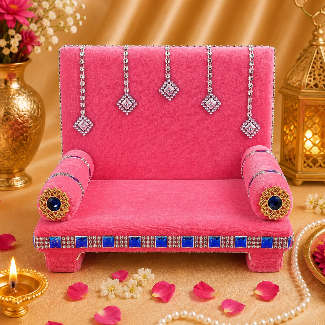 Velvet Radiance: Laddu Gopal's Glorious Singhasan
