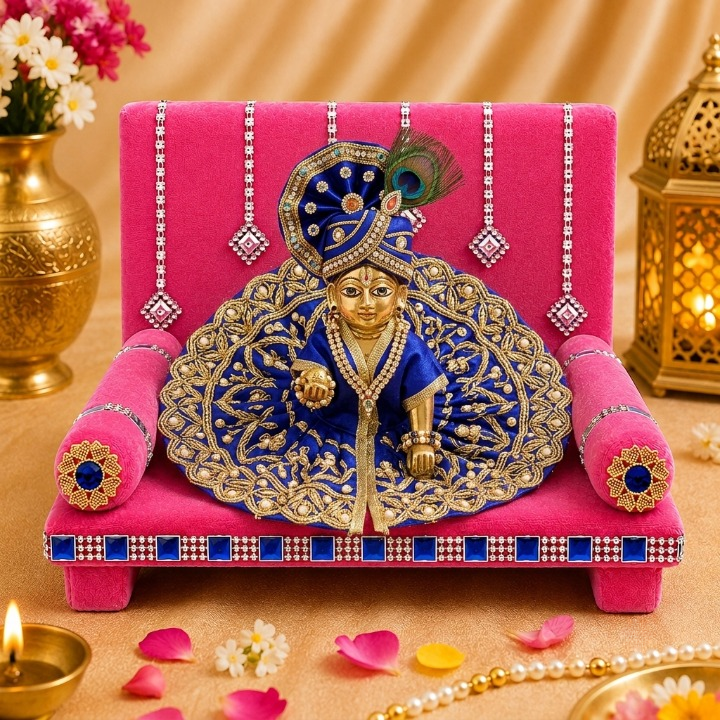 Velvet Radiance: Laddu Gopal's Glorious Singhasan