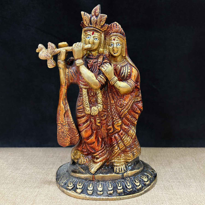 7.1 Inch Brass Radha Krishna Pair Idol – Beautifully Handcrafted Statue for Love, Devotion, and Spiritual Home Decor. No.1 Brass Idol Store www.satvikstore.in  