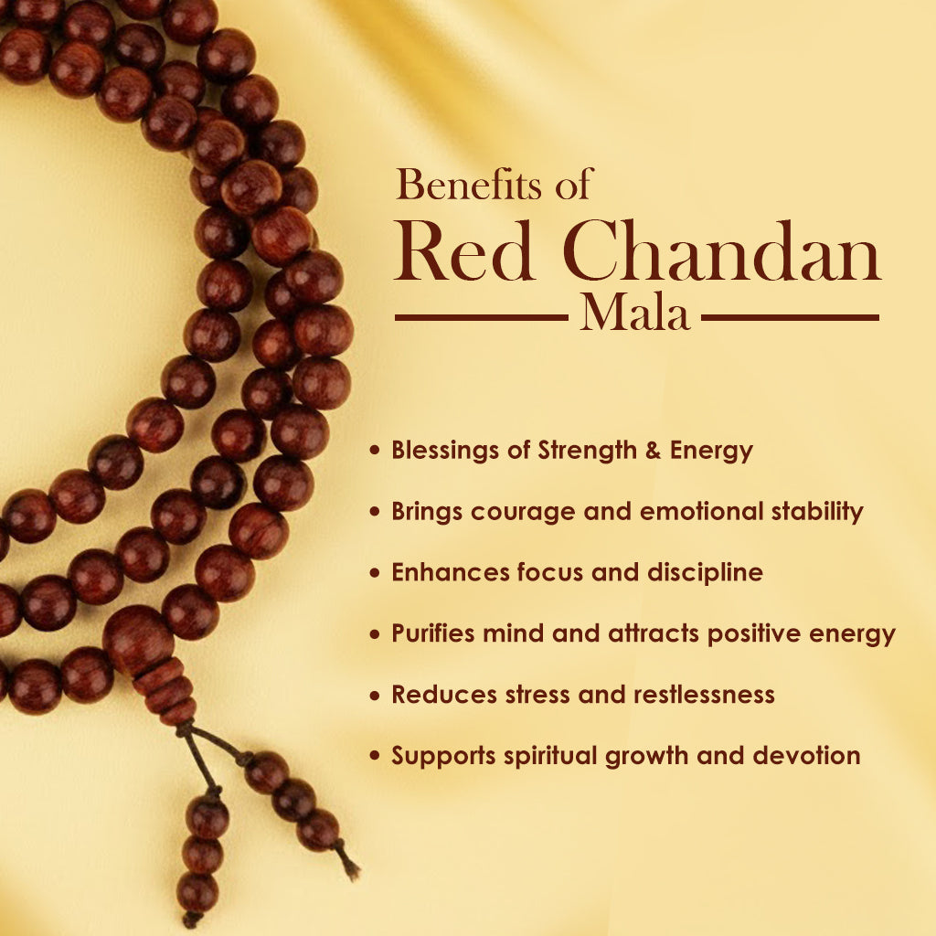 Certified 18mm 100% Original Authentic Pure Red Sandalwood Jap Mala (Andhra Pradesh)