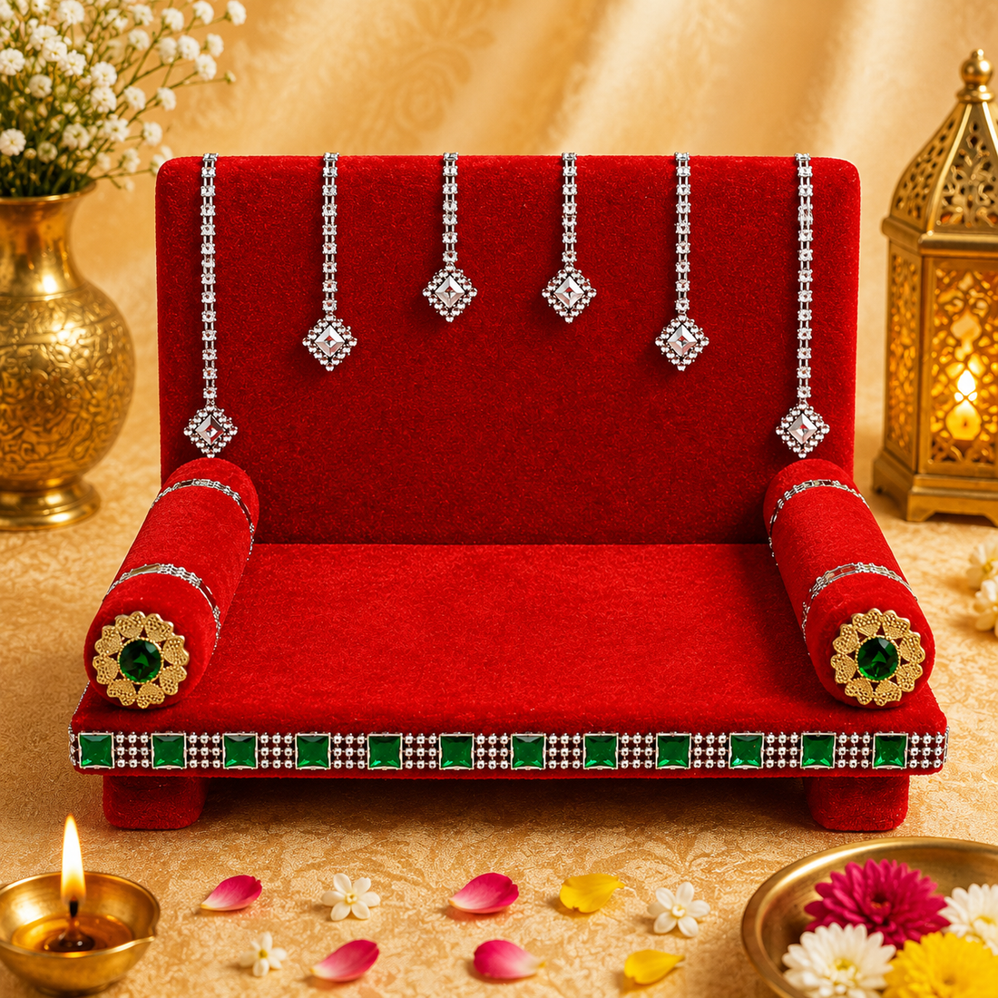Velvet Radiance: Laddu Gopal's Glorious Singhasan