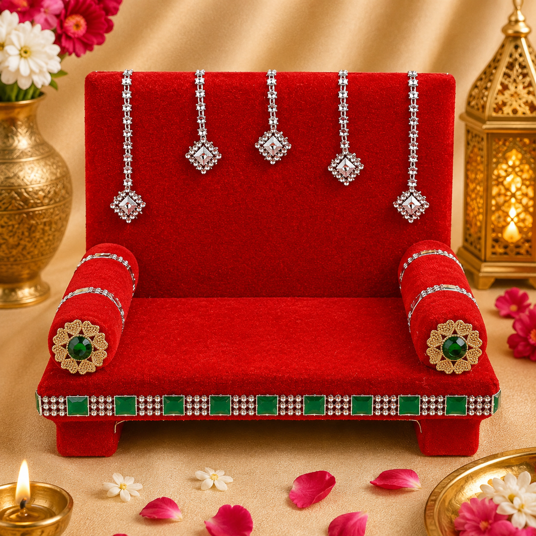 Velvet Radiance: Laddu Gopal's Glorious Singhasan