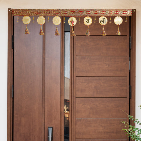 Resin Toran for Door Decoration in Golden – Luxurious handcrafted golden resin toran, perfect for traditional Indian entrance decor and festive celebrations. India’s Largest Pooja Accessories Brand – www.satvikstore.in