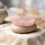 Rose quartz flat-beaded healing stone bracelet with soft pink 8mm beads. India’s Largest Pooja Accessories Brand - www.satvikstore.in