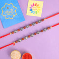 Set of 2 Traditional Rakhis for Brothers with Roli Chawal and Ram Sita Stickers – Raksha Bandhan Gift Pack. India’s Largest Pooja Accessories Brand - www.satvikstore.in