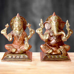 6.1 Inch Brass Lakshmi Ganesha Idol – Divine Blessing