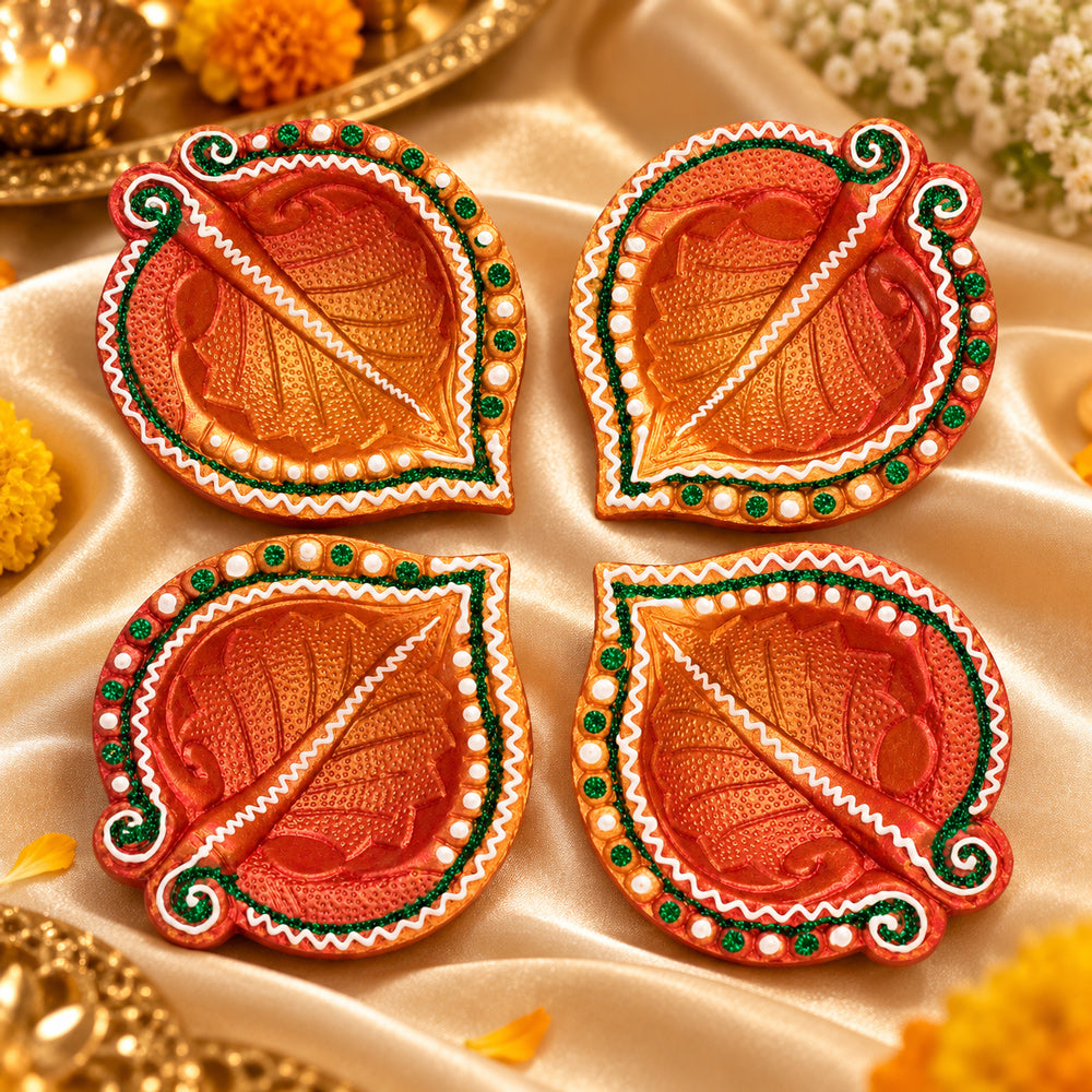 Clay Creations Enchanting Diyas to Light Up Diwali Set of 4