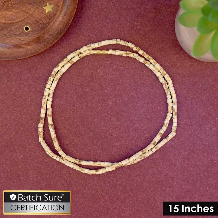 Sacred 100% pure Tulsi Kanthi Mala made from natural Tulsi wood beads for spiritual wear. India’s Largest Pooja Accessories Brand – www.satvikstore.in
