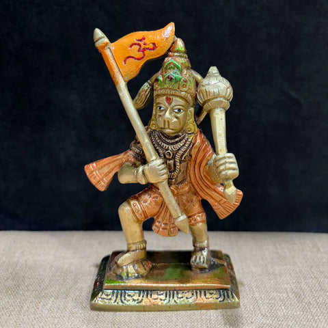 4.9 Inch Sacred Brass Hanuman Statue – Symbol of Strength and Devotion, Ideal for Home Temple and Gifting. No.1 Brass Idol Store www.satvikstore.in 