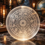 Selenite crystal recharging plate with zodiac sign engraving for crystal cleansing. India’s Largest Puja Accessories Brand- www.satvikstore.in