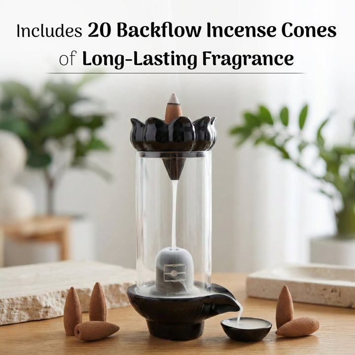 Shivling Abhishekam backflow incense burner with 20 cones