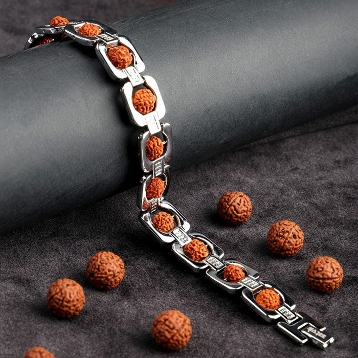 Silver Plated Rudraksha Bracelet Premium IGP Spiritual Jewelry for Positive Energy and Protection India’s Largest Puja Accessories Brand- www.satvikstore.in