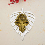 1 Pc Lord Ganesh Face on Leaf Patta Wall Hanging - Red